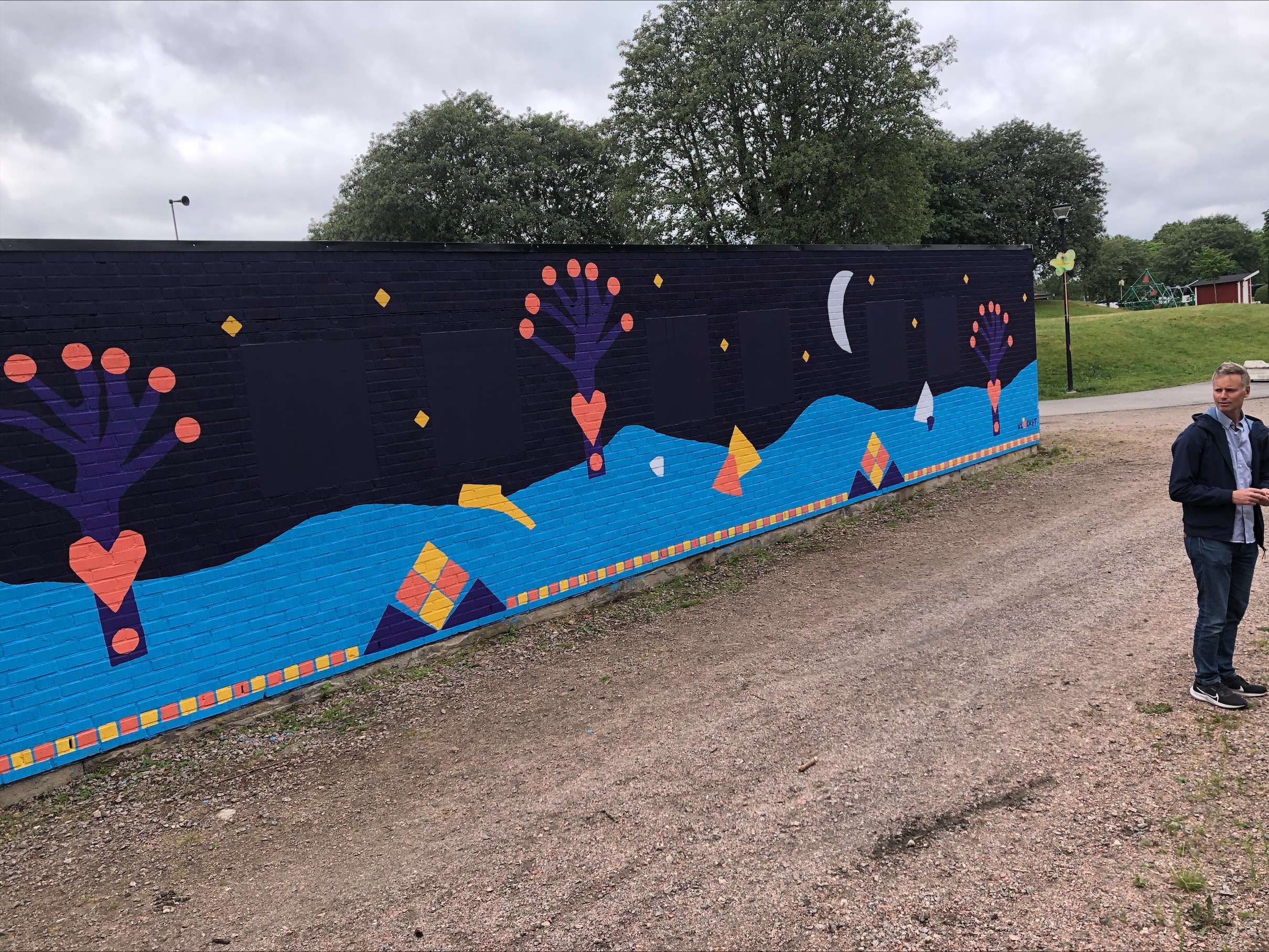 Muralmålning, olika blåa färger