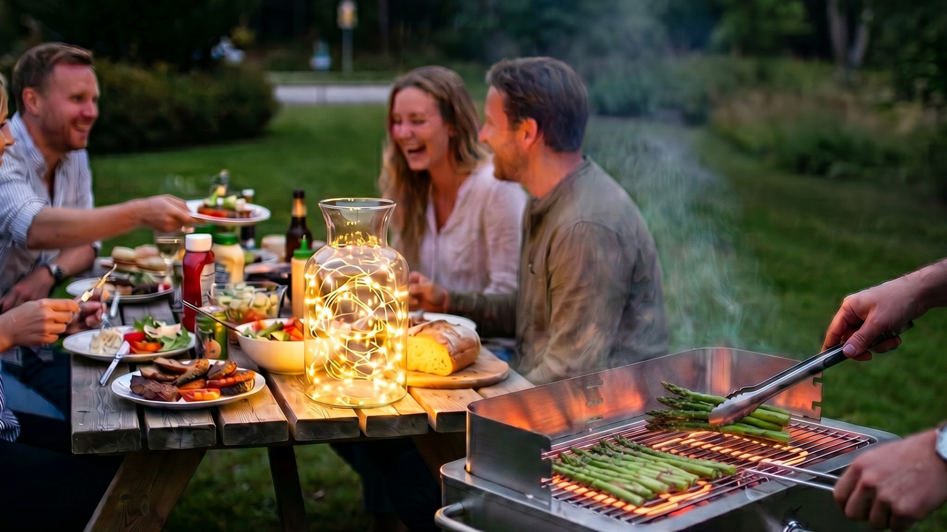 En grupp människor som grillar på en elgrill.